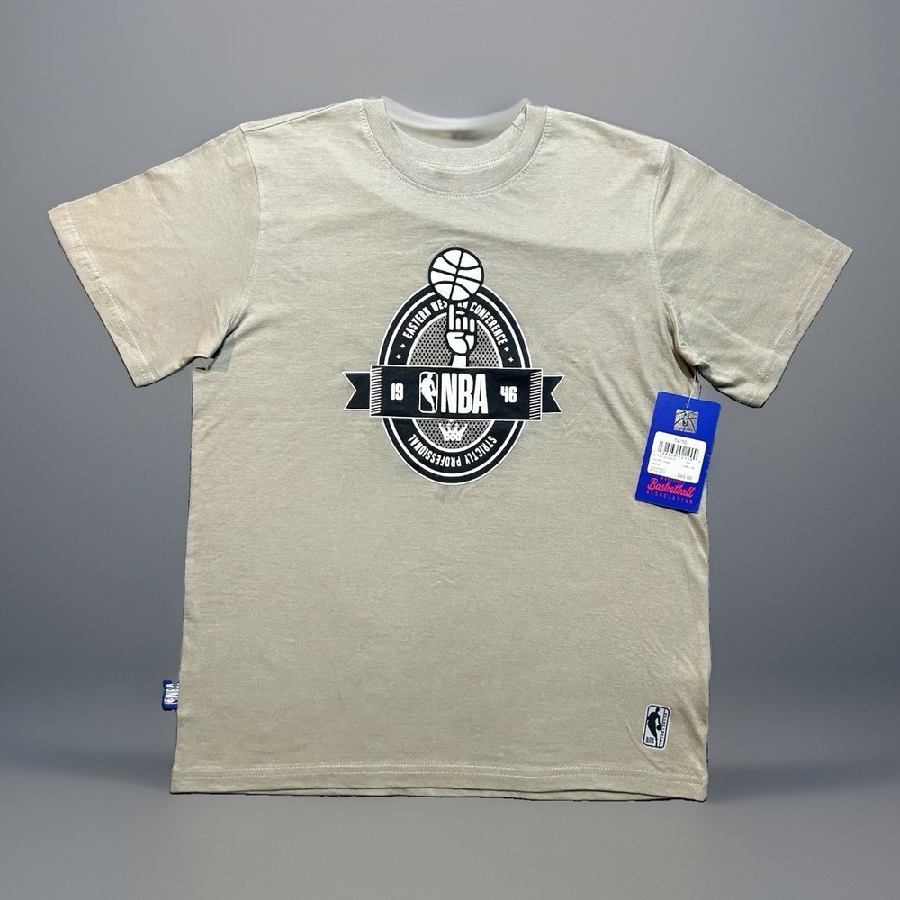 NBA Youth Graphic Tee Shirt NWT Size 14-16 Beige Eastern Western Conference